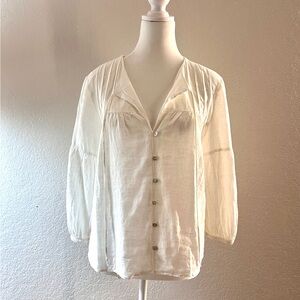 Mango linen-blend top